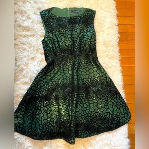 French Connection leopard sparkle green dress size 4 RARE